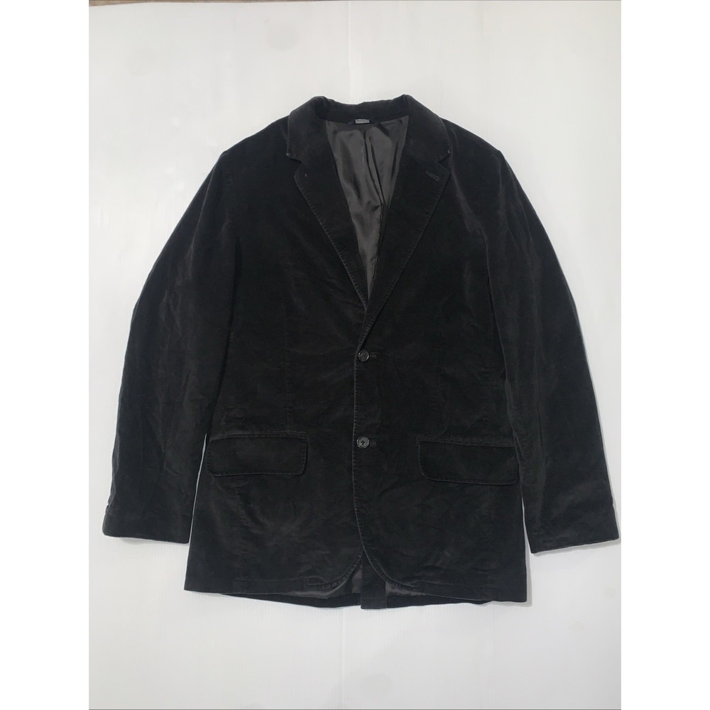 VINTAGE Gap Velvet Blazer Mens M Black Notch Sport Coat Jacket Lined Two Buttons
